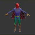 A Man in Blue Superman Suit With Red Cape S Symbol and Red Boots