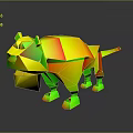 Low Poly Orange Lion Character 3D Model Design With Open Mouth And Dark Background