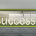 Modern Office Glass Partition With Success Tea Text And Green Wall Design