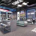 Modern CMKE Clothing Store Interior Featuring Trendy National Style Clothing Displays And Blue Lighting