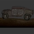 Rugged Off Road Vehicle Model On Muddy Rock Platform With Worn Exterior