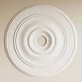 White Round Ceiling Medallion with Layered Circular Design and Central Hole for Ceiling Light Decoration