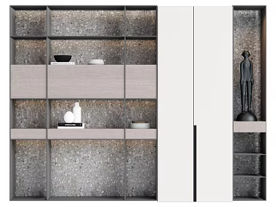 Modern Bookcase Design With Open Shelves And Decorative Accents Featuring Wooden Frames 3d model