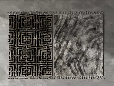 Square Rug Featuring Geometric Pattern Abstract Texture And Fringed Edges 3d model