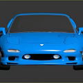 Shiny Sleek Blue Sports Car With Rear Spoiler On Reflective Surface