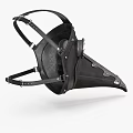 Black Leather Plague Doctor Mask With Long Beak And Glass Lens