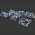 Wooden Scenic Components With Moss Covered Frames And Ruin Debris For Scene Building
