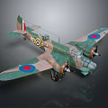 Vintage Military Aircraft Model with Camouflage Paint and Wing Roundels Detailed Twin Engine Design