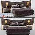Modern Luxury Bedroom Design With Brown Upholstered Bed Gold Accents And Nightstands