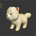 White Cartoon Puppy Toy Figure With Red Ears On Dark Surface With Reflection
