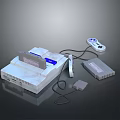 Vintage Video Game Console With Cartridge Controller Power Adapter And Cables
