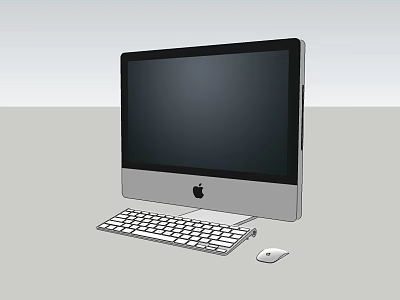 Modern All in One Desktop Computer with Monitor Keyboard and Mouse Setup 3d model