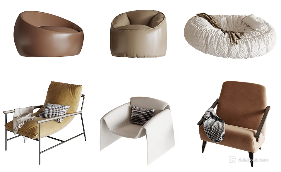 Bean Bag Chairs In Various Styles Materials And Comfortable Designs For Home 3d model 