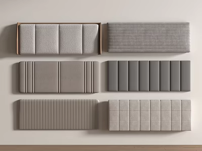 Modern Upholstered Headboard Designs In Gray Brown With Striped And Tufted Patterns 3d model