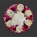 Beautifully Decorated Cake With Pink And White Cream Roses On Top