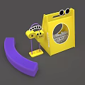 Fun Photo Check-in Spot Featuring Yellow Bag Shape Big Eyes Circular Hole Purple PUDI Signboard
