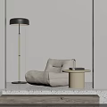 Minimalist White Bean Bag Chair with Floor Lamp Side Table and Book in Modern Room