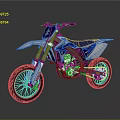 Blue And White Motocross Bike Game Movie Character With Golden Forks Black Tires Modern Design