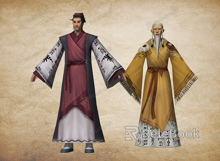 Chinese costume figure Taoist martial arts monk model