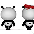 Cute Panda Dolls With Red Bow And Adorable Expressions Cartoon Design Stuffed Toys