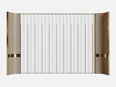 Minimalist Sofa Background Wall With Wooden Sides White Panels And Metal Accents 3d model