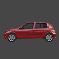 3D Rendered Red Four Door Hatchback Car With Silver Wheels And Dark Background