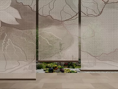 Elegant Textured Window Curtain With Natural Leaf Pattern And Light Filtering Fabric 3d model