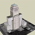 Classical Style Tall Office Building With Ornate Top And Symmetrical Exterior Design
