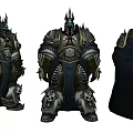 Game Movie Character With Detailed Metallic Armor Skull Decorations And Cloak