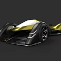 Futuristic Yellow And White Concept Car With Sleek Aerodynamic Body Design
