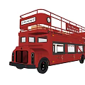 Red Double Decker Bus Food Truck With Open Top Deck And Service Windows