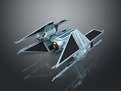 Futuristic Sci Fi Spaceship Model With Sleek Wings And Metallic Structure 3d model