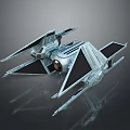 Futuristic Sci Fi Spaceship Model With Sleek Wings And Metallic Structure 3d model