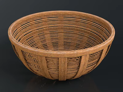 Round Woven Rattan Household Basket For Storage And Decorative Use 3d model