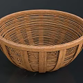 Round Woven Rattan Household Basket For Storage And Decorative Use
