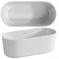 Modern White Oval Bathtub with Smooth Surface and Vertical Ribbed Design 3d model