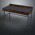 Stylish Wooden Desk With Drawers And Metal Legs For Home Office Use