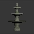 Three Tier Stone Fountain With Classical Design And Circular Base For Outdoor Garden Decoration
