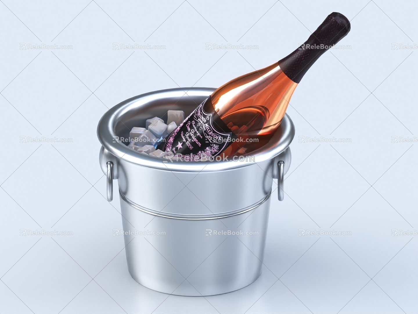 Champagne Wine Whiskey Cocktail Ice Bucket Ice Ice Ice Wine Drinks 3d model