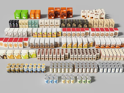 Assorted Decorative Ornament Set With Various Colored Boxes Jars And Different Designs 3d model