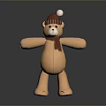 Stuffed Bear Plush Toy with Brown Hat White Pom Pom and Brown Scarf for Kids