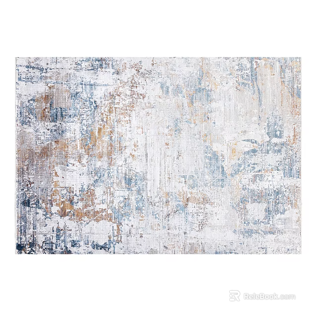 Square Area Rug With Abstract Blue Brown White Artistic Design 3d model