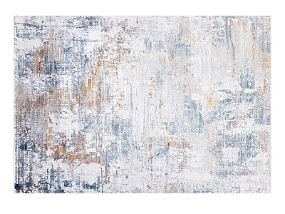 Square Area Rug With Abstract Blue Brown White Artistic Design 3d model