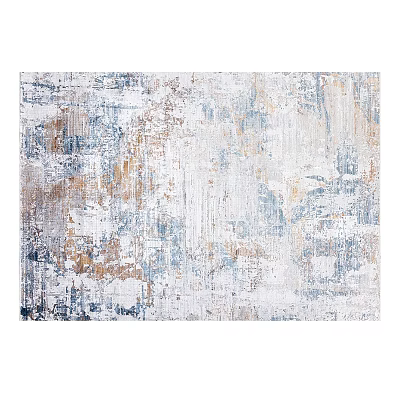 Square Area Rug With Abstract Blue Brown White Artistic Design 3d model