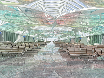 High-speed railway station Waiting Hall 3d model