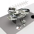 French Dining Table and Chair Combination Dining Table and Chair Tableware Dining Table 3d model
