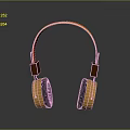 Gold and Black Over Ear Computer Headphones with Orange Headband and Reflection on Gray Background