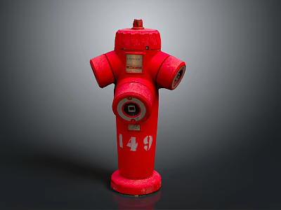 Red Fire Hydrant With Number 149 Isolated On Dark Background 3d model
