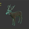 Realistic Brown Deer Sculpture With Orange Antlers Standing On Gray Background