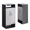 Public Stainless Steel Trash Bins With Black Frame And Waste Disposal Icon